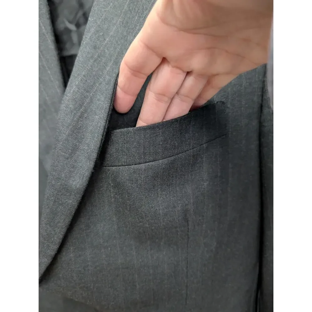 Brooks Brothers 1818 Madison 39R Windowpane Wool Blazer Gray Suit Jacket USA